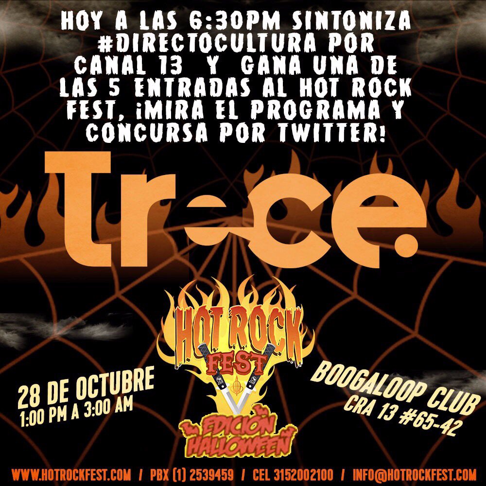 A las 6:30 en <a href="/CanalTreceCO/">Canal Trece</a> al aire y rifando boletas para el <a href="/hotrockfest/">hotrockfest</a> !!!