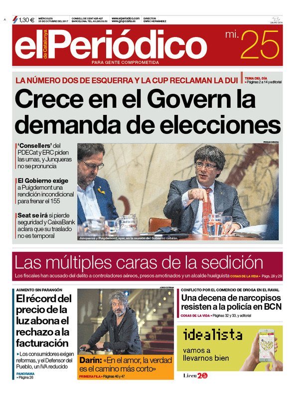 FonsiLoaiza's tweet photo. Ayer Fiscalía confirmó la existencia de la caja b del PP. Hoy los medios lo esconden en sus portadas. Nos mean y dicen que llueve. https://t.co/URrMywCpJV