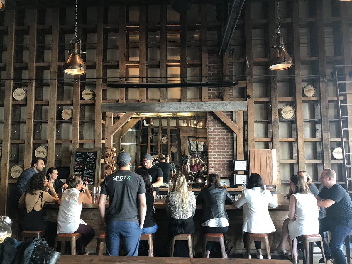 SpotX's tweet photo. It's day 2 at #DigidayAgency and @CHSDistillingCo hosted SpotX and friends during the afternoon break. Charleston has stolen all our 💚💛! https://t.co/ASRpIcWu5T
