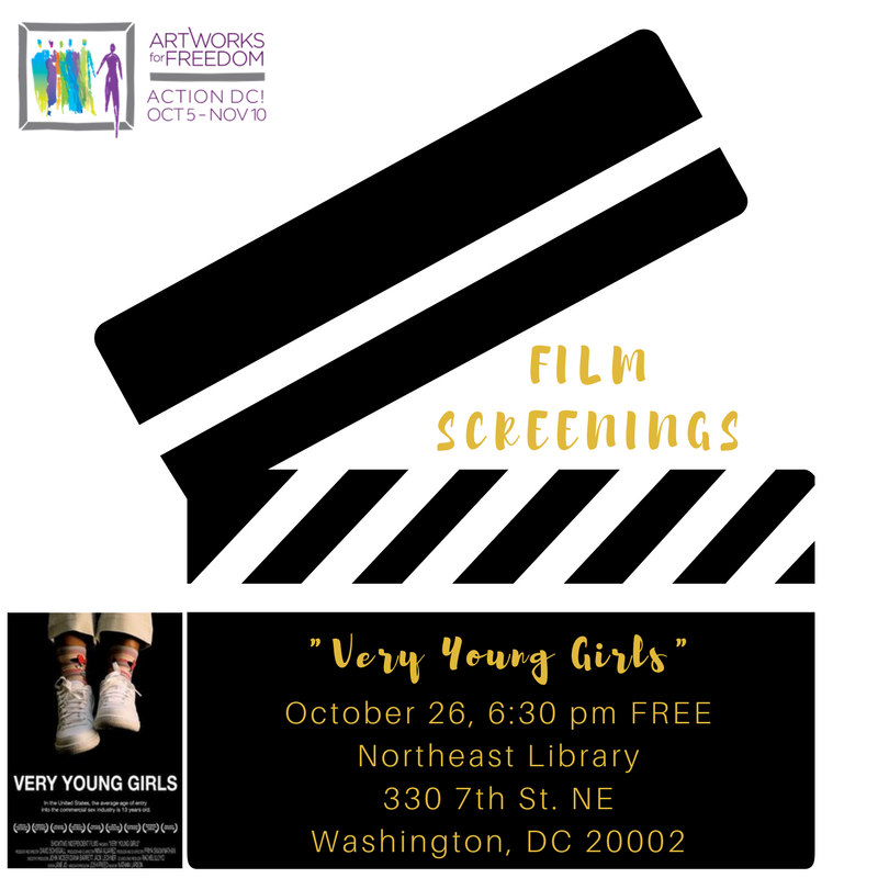 artworksfreedom's tweet photo. Thursday! We're screening "Very Young Girls" Oct. 26 6:30 PM at the @dcpl  Northeast Branch w/ panel discussion w/ @AmaraLegal #actiondc https://t.co/RWacBFcYjd