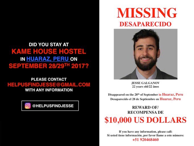 PLEASE RT AND SHARE:
Do you know anyone that was at the Kame House Hostel on September 28th?? #HelpUsFindJesse