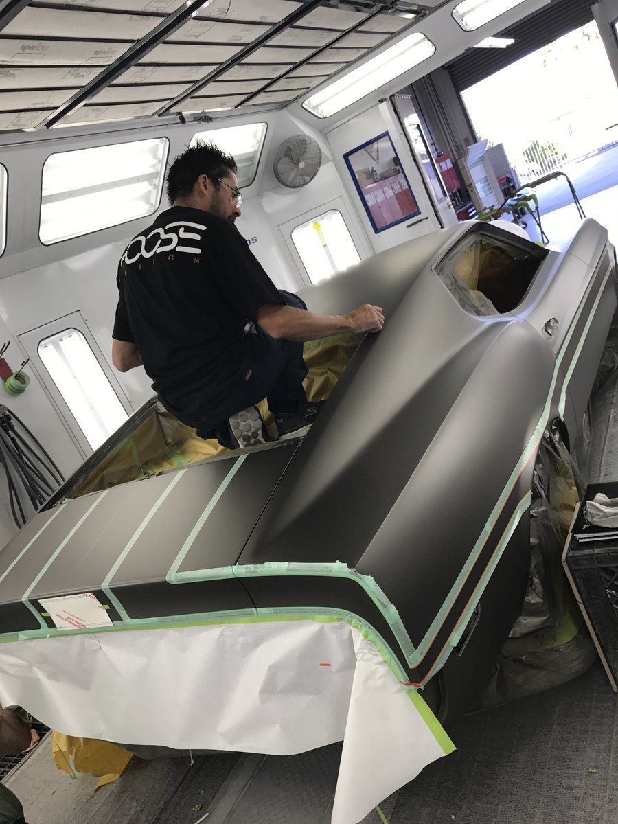 chipfoose's tweet photo. Chip and Steve are getting the stripes just right on the #machfoose with @3M_Collision @3MAutoUSA Masking tapes #BASFSEMACollection https://t.co/9EFP0bXtti