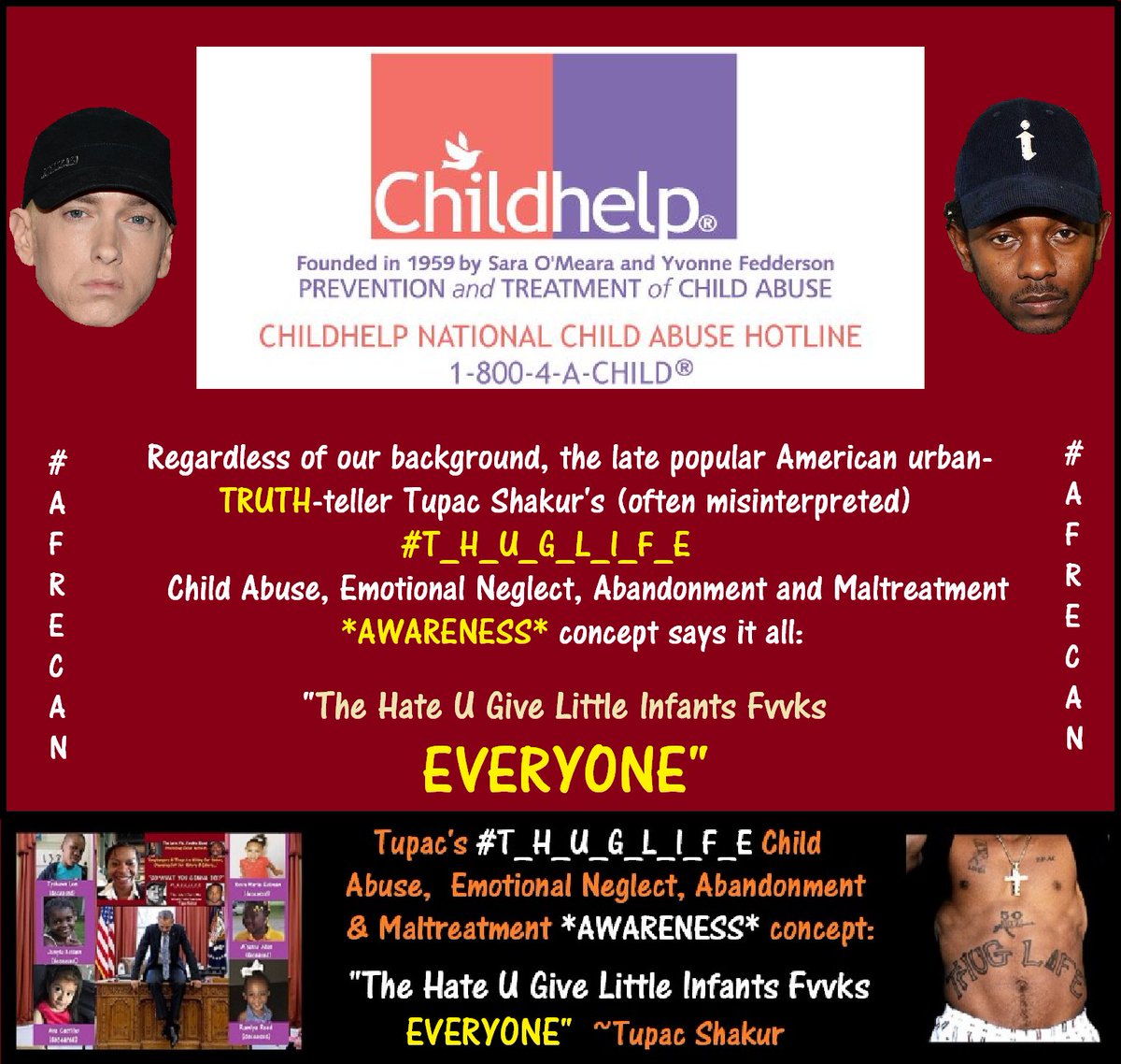 AveryJarhman's tweet photo. @FormerFive0 Hi. R U aware of America's Culture of African American Child Abuse & Neglect?
https://t.co/9da3BbSr1S
#THUGLIFE #AFRECAN #TAKEAKNEE https://t.co/CjOWTCYrhC