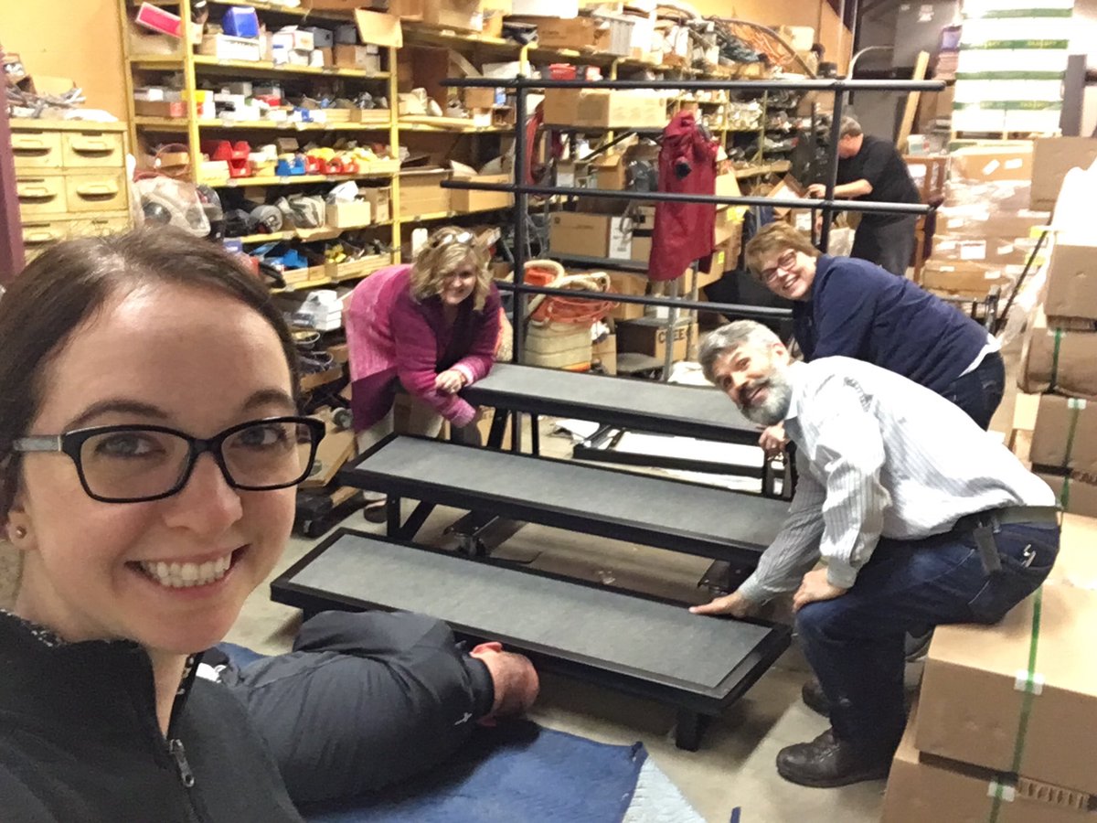 maura_willie's tweet photo. Hard at work getting our new risers (!!!) all set up! So glad to work in a district that takes such good care of us and our musicians! https://t.co/um3Qk6goLG