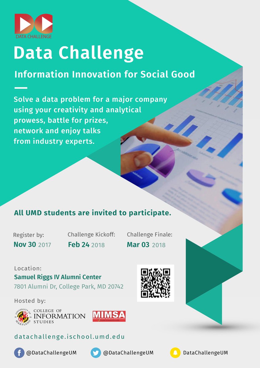 DataChallengeUM's tweet image. We are back with a bang this Spring! Registration starts November 1st
#DataChallengeUM #UMDiSchool #UniversityOfMaryland #DataNinja