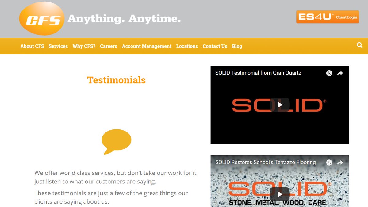 CFSSurfaceCare's tweet photo. We offer world class services, but don't take our work for it. #testimonial #customerservice #FacilitiesMgmt https://t.co/X04RyaZ5Ja https://t.co/xU8zXH3fLS