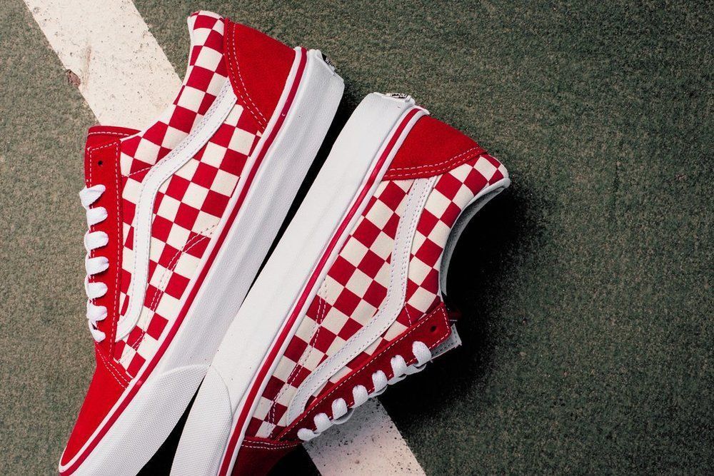 journeys red checkerboard vans