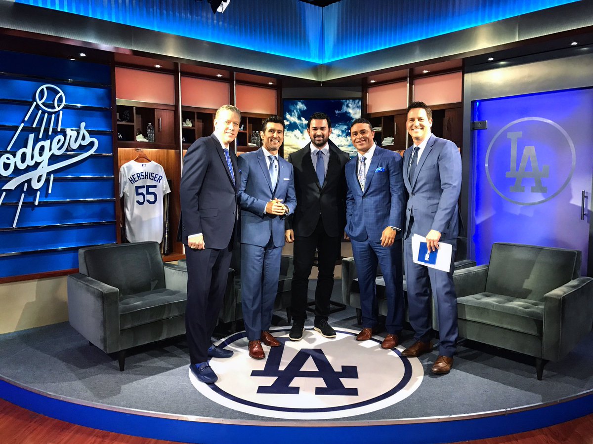 Adrian_ElTitan's tweet image. Cheering on the guys from the @SportsNetLA studios! #WS17 #LetsGo #4togo