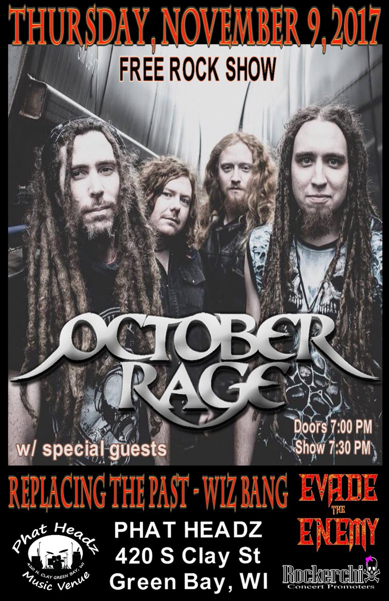 RockerchixPromo's tweet photo. @Octoberrage #FreeRockShow @PhatHeadz @GreenBayWis 11/9 https://t.co/yfgq0YX5ZI