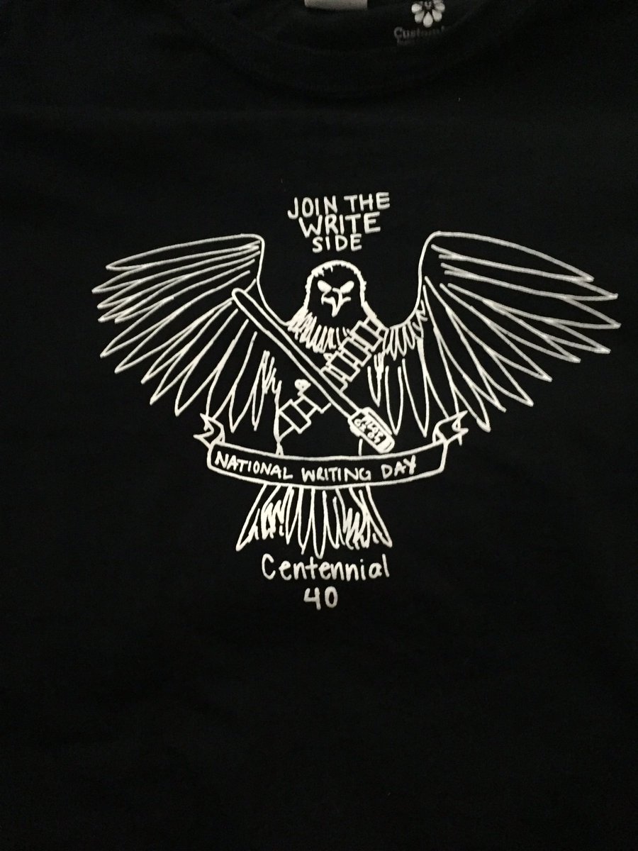 MrsJacobsen's tweet photo. A few pics of @hcpss_chs celebrating National Writing Day, including student designed shirts- mine with a quote from @MargaretAtwood @ncte https://t.co/UO95UMD5OK