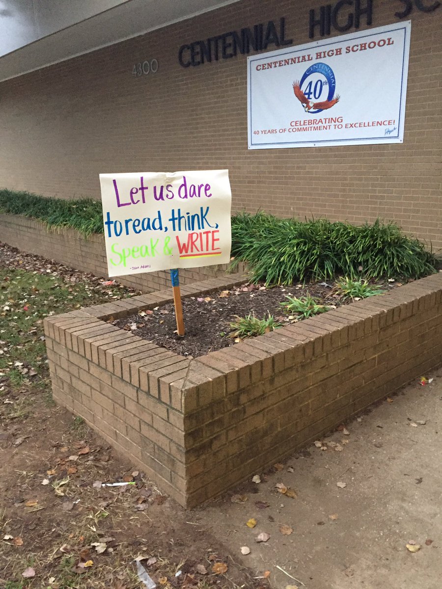 MrsJacobsen's tweet photo. A few pics of @hcpss_chs celebrating National Writing Day, including student designed shirts- mine with a quote from @MargaretAtwood @ncte https://t.co/UO95UMD5OK