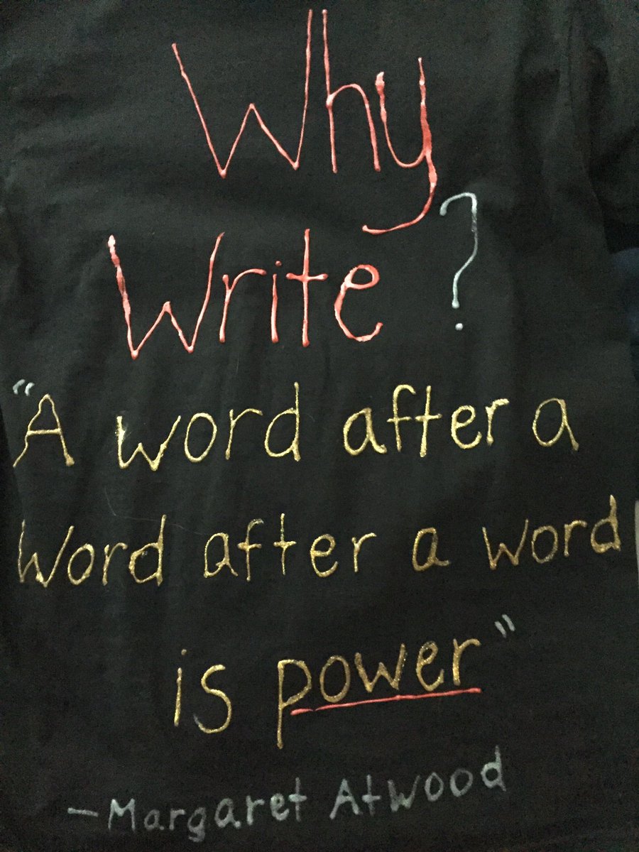MrsJacobsen's tweet photo. A few pics of @hcpss_chs celebrating National Writing Day, including student designed shirts- mine with a quote from @MargaretAtwood @ncte https://t.co/UO95UMD5OK