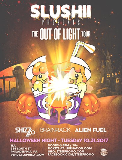 IamBRAINRACK's tweet photo. Philly Halloween night with my homie @Shizz_Lo and @SlushiiMusic don't miss this one! @SteezPromo https://t.co/6o0X49jBVh