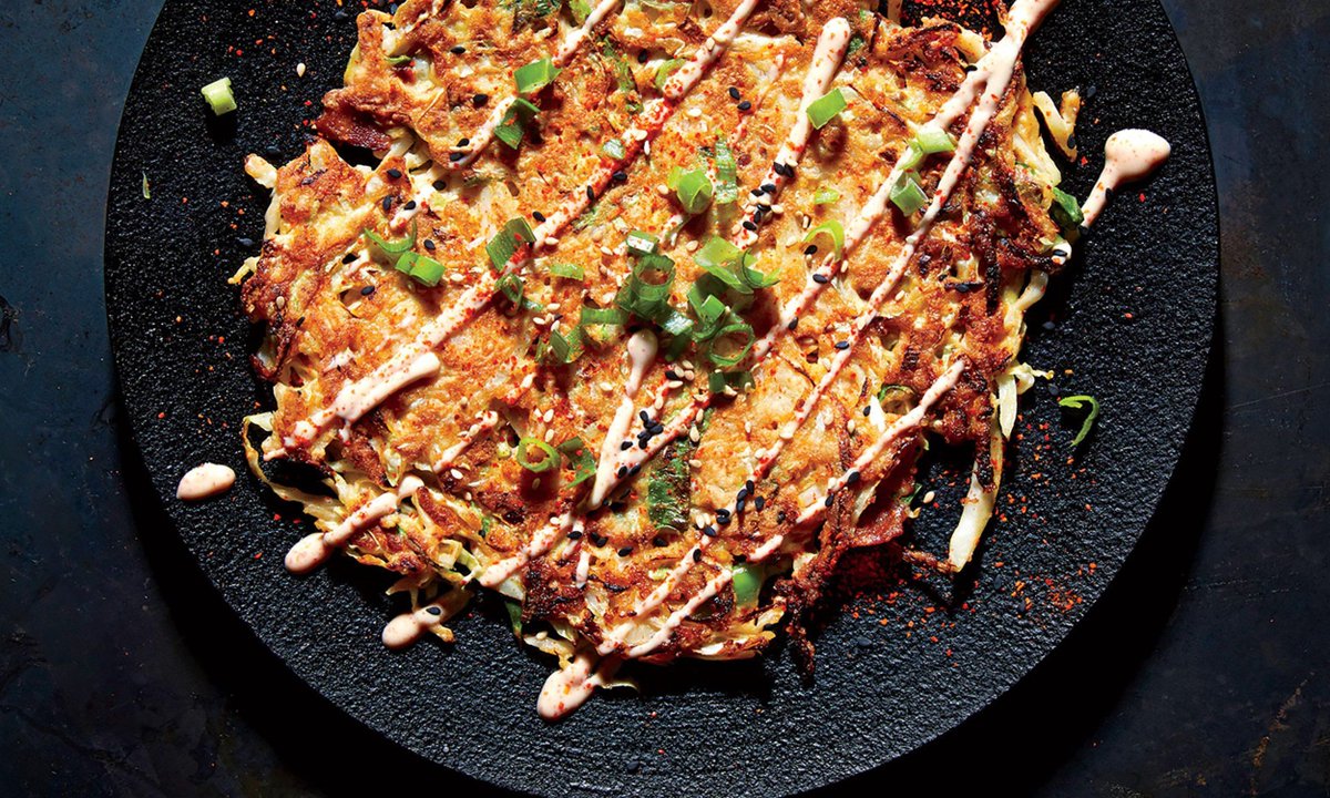 SFchanko's tweet photo. I wonder what twitter thinks of this Okonomiyaki recipe #inventedtradition https://t.co/Vqxv33Jufq https://t.co/CJvAk5nNzB