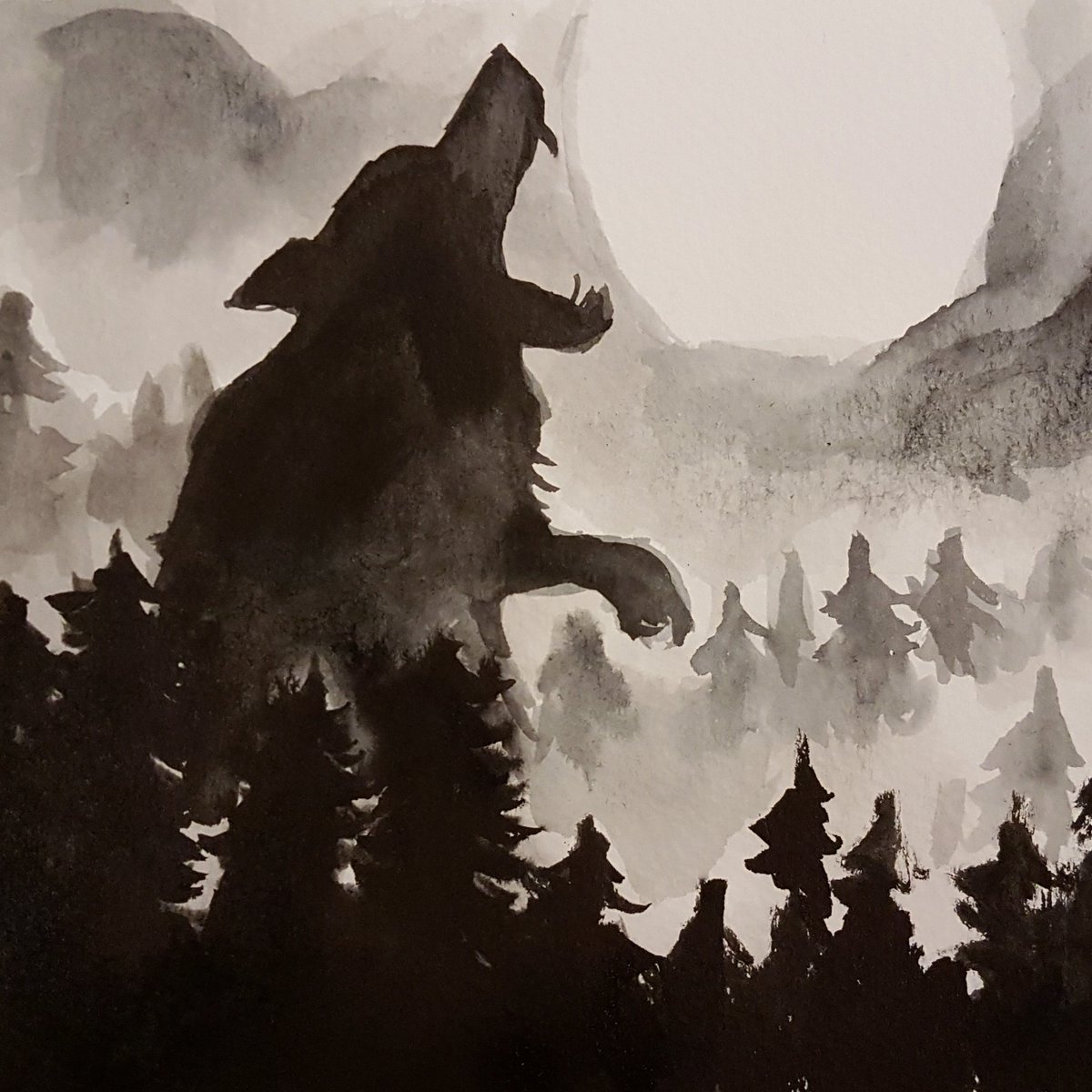 nekroticism's tweet photo. Ragnarok #endandbeginning #wolf #fenris #norse #mythology #inktober #ink https://t.co/VUlfipSIDR