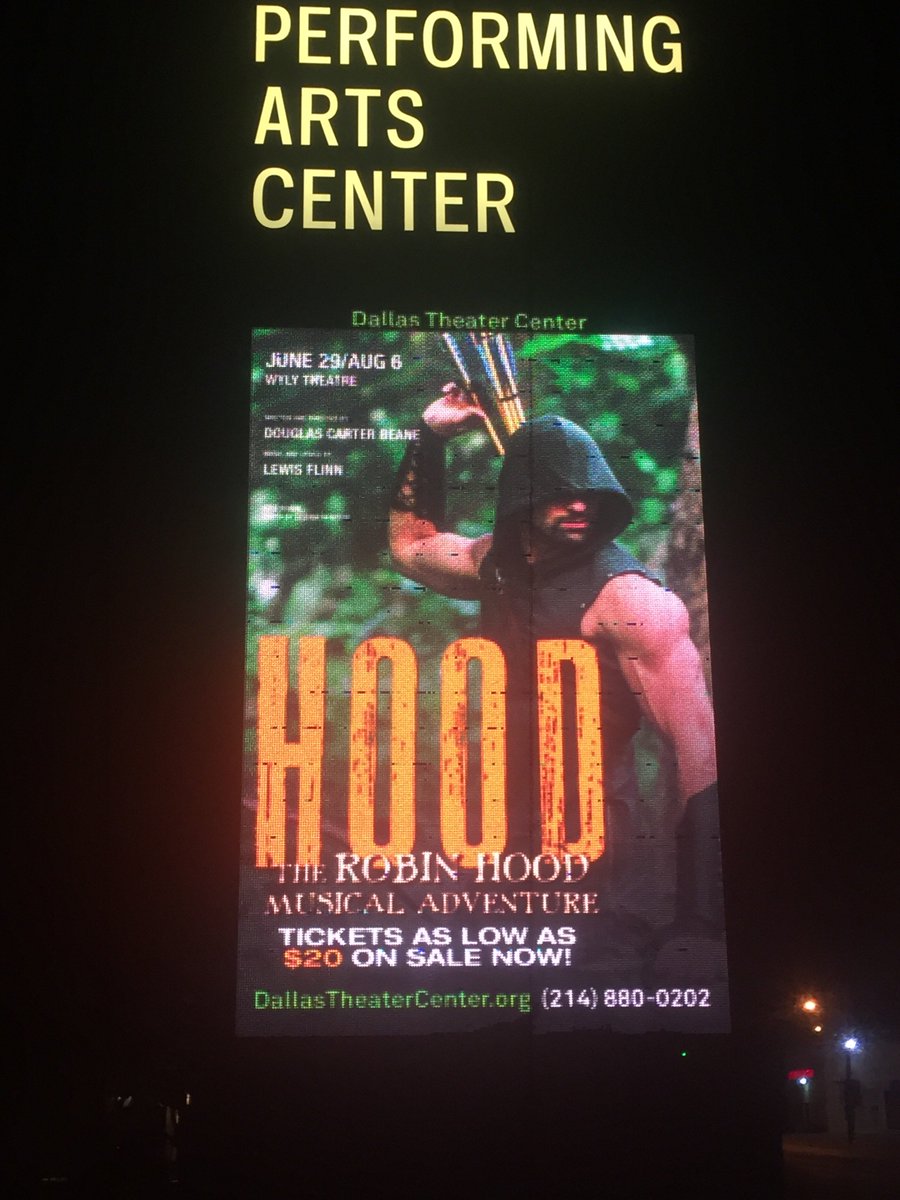 HoodMusical's tweet photo. #TimelineTuesday here at #HoodMusical and we are throwing back to our @DallasTheater marquee!
#BeRobinHood #MerryBe #Hoodlums https://t.co/Ipaqumogl7
