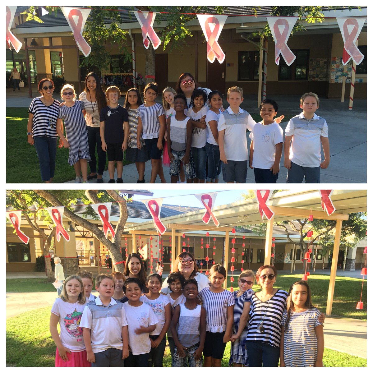 megchua's tweet photo. Ms. Lee’s class on Day 2 of Red Ribbon Week : Multiples: Dress Alike Day. #CUSDLearns https://t.co/gMSmhQ1PLh