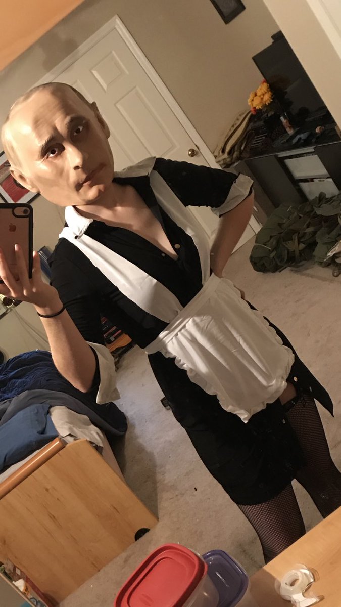 MatyNapier's tweet photo. Gotta love Halloween and the stuff you can find. Some people need a big of rocky horror picture show with Putin/magenta. #RockyHorrorShow #cosplay https://t.co/o0C4OKMOsh