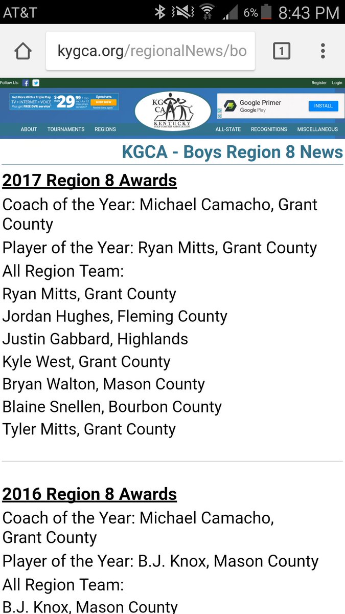 Banner year for Grant Co Golf.   Ryan Mitts player of the year, Kyle West and Tyler Mitts also all region!