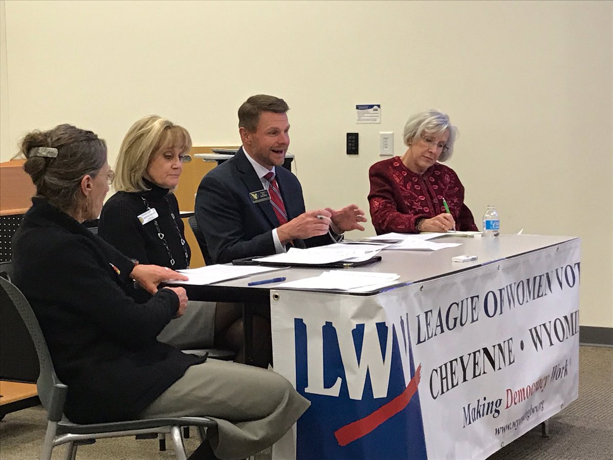 LCCCAD's tweet photo. Dr. Schaffer speaks to Cheyenne Wyoming's League of Women Voters about the #BuildLCCC bond initiative. #Vote https://t.co/QuSDhWhmJ0