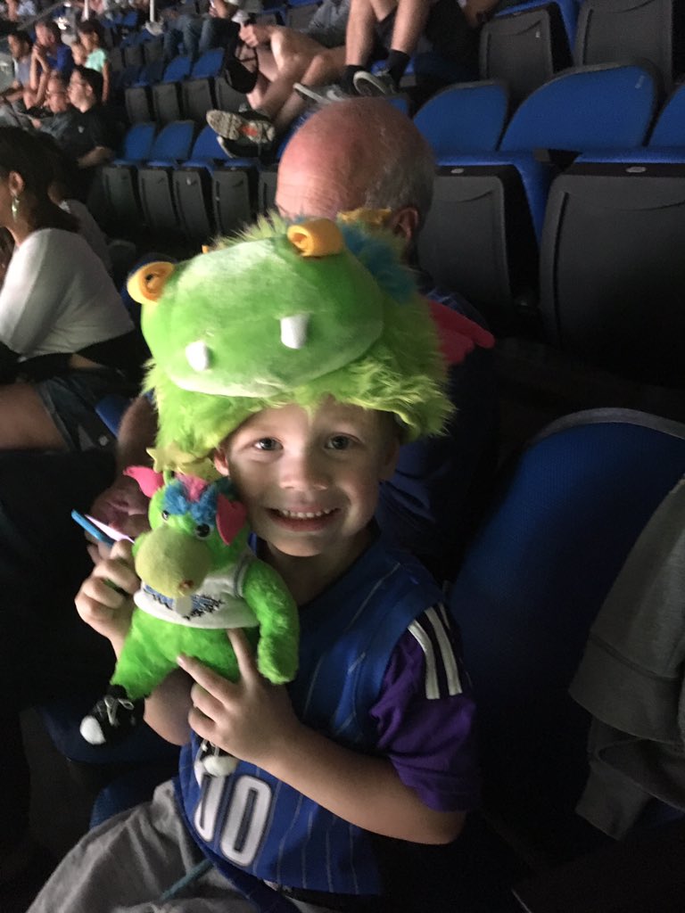 amyManton02's tweet photo. Thanks to Katie VP of client services for @OrlandoMagic hat #happyboy #surpriseanddelight #stuffthemagicdragon #mascot https://t.co/t3mvYnz1oo