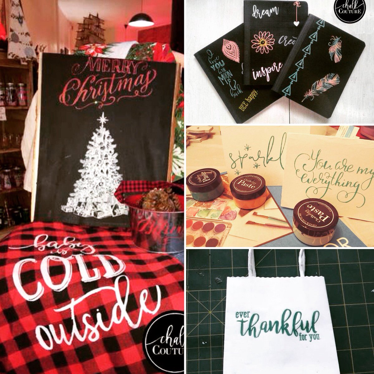 MadeWithJoy1's tweet photo. Chalk Paste &amp; Stencils used on a blanket, notebooks, cards &amp; gift bag #MadeWithJoyChalkCouture #ChalkCouture https://t.co/4GG6KK7UdO