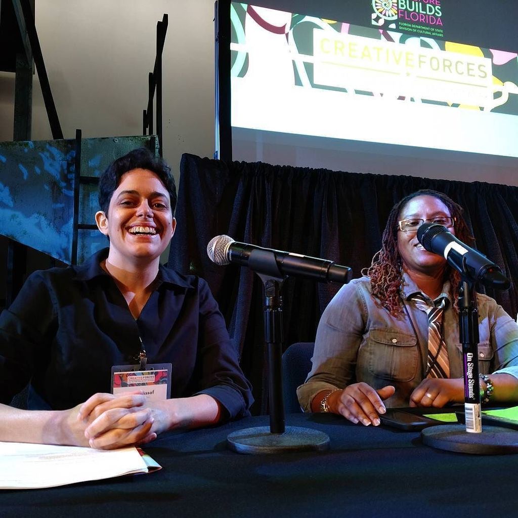 art2action's tweet photo. @shereelgreer and #andreaassaf on a panel at #creativeforcesfl #art2action #kitchentablelit https://t.co/QYWDUhkJSw