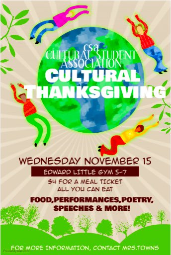 ELHSCA's tweet image. please join us for our first event in the 2017-18 school year, The Cultural Thanksgiving. In the Edward Little gym 5-7 on November 15th.
