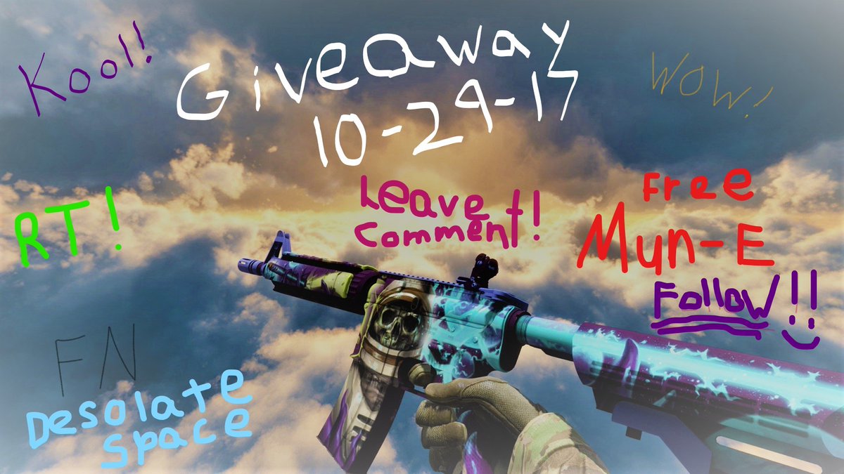 Caboose11399's tweet photo. First every Giveaway! FN Desolate Space!
Be sure to:
RETWEET!
FOLLOW!
LIKE!
COMMENT!
Get milk and cookies from store. https://t.co/rcmlM0Lhsk