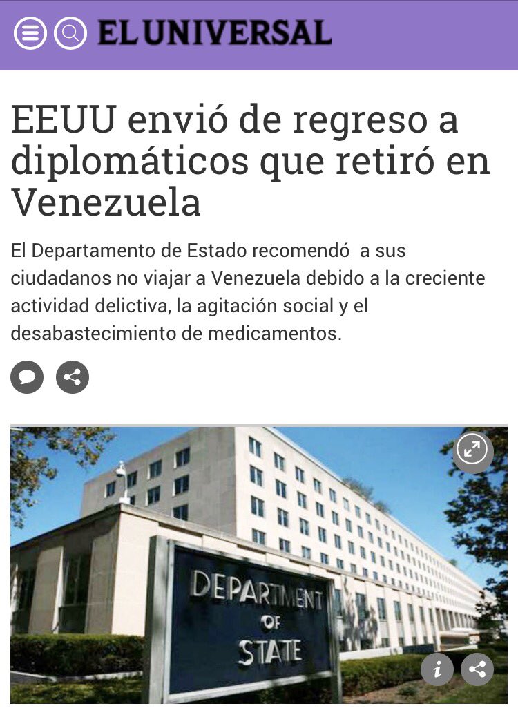 VillegasPoljak's tweet photo. Trump regresa a Venezuela a diplomáticos por normalización de calles y consolidación de @NicolasMaduro en poder https://t.co/YAnQxqjFd0 https://t.co/VLnX6JDTxt
