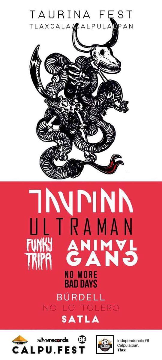 Nos Vemos en Calpulalpan, Tlaxcala en el Taurina Fest 😈😎👊🏼
#VivaElToro #TaurinaBand #RockandRoll