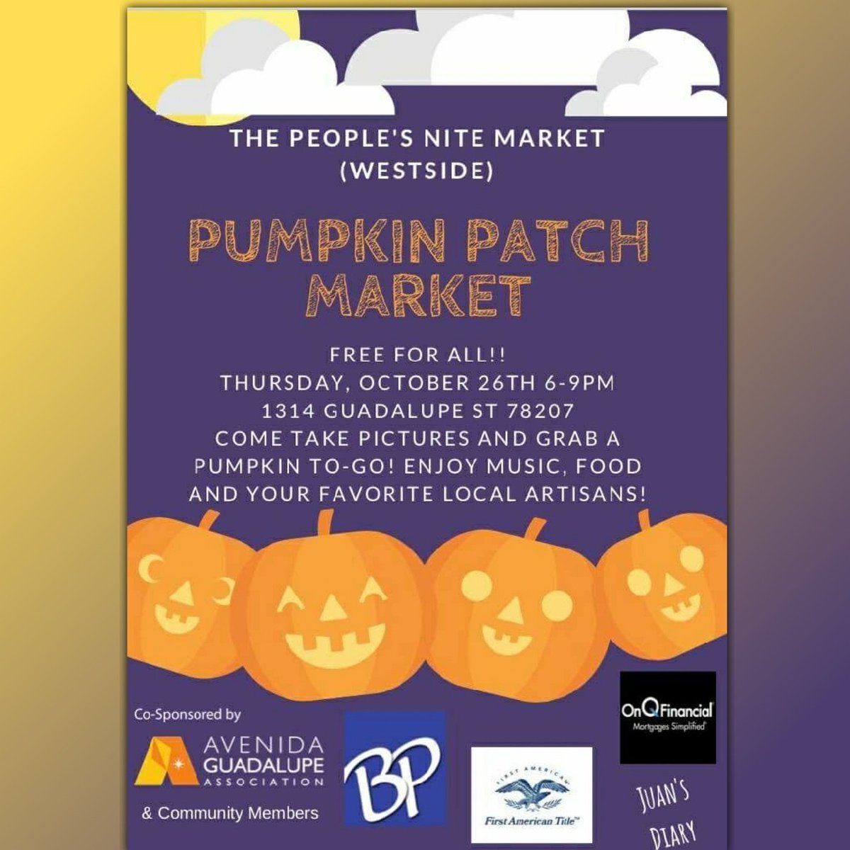 Pumpkin Patch Market by <a href="/nite_people/">People's Nite Market</a> this Thurs, Oct 26th at 6p. #PrideinD5 Huerto de calabasas este jueves 26 de oct a las 6p. #OrgulloD5