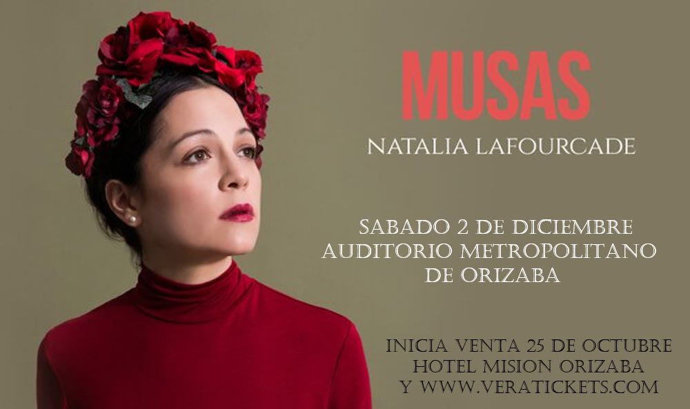 OrizabaIn's tweet photo. MUSAS Natalia Lafourcade
Sábado 2 de dic.
Auditorio Metropolitano de Orizaba.
Inicia venta de boletos 25 de octubre Hotel Misión Orizaba. https://t.co/qrYvCuJUuS