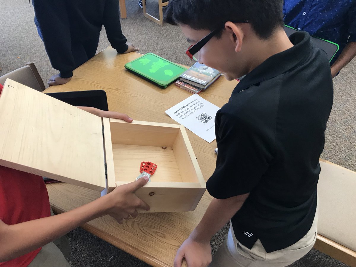 cherisenichols's tweet photo. It’s been a gr8t wk in the Library! Breakout review lessons with 7th grade! #BrownLibrary #BearPride @stacy_joseph @pamluttrull @BrassilBMS https://t.co/Uic8CACcvJ