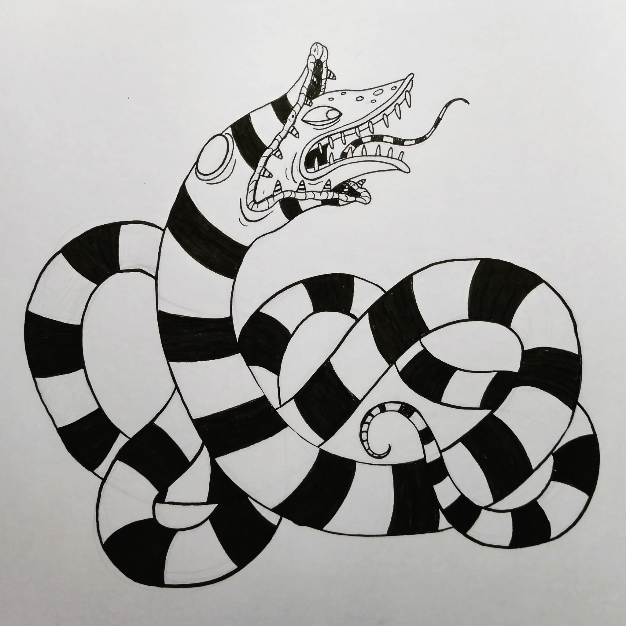 “#inktober day 24: Sandworm from Beetlejuice #sandworm #beetlejuice #inktob...