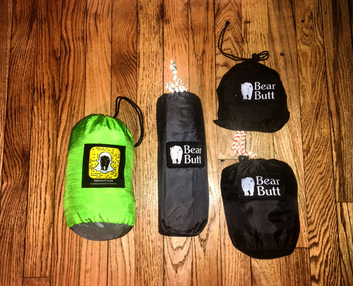 JoeMillerFit's tweet photo. Got all my @BearButtTeam gear! Snap Hammie, Kodiak Straps, Snappie rain fly, and Zapper Bug Net. #bearButtTeam #hammockcamping https://t.co/dUr26oD5Dp