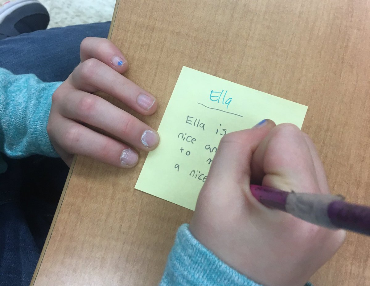 MrsAveryJBN's tweet photo. Writing kind notes to our classmates as part of our morning meeting. #kindnesscounts https://t.co/UMX0iQSIJm