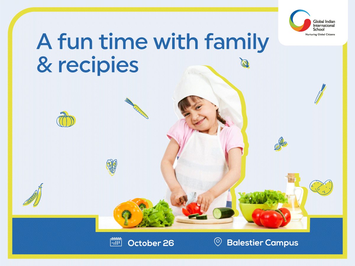 Global_Schools's tweet photo. Calling all little #chefs at #GIIS #Balestier on 26th October 2017 for some #funtime with food and recipes.
#GIISEvents #funactivity https://t.co/9BTJlNSVfa