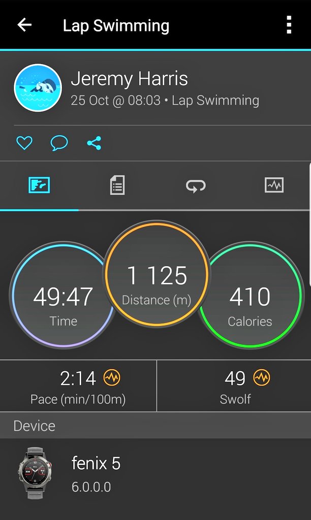 jeremyharris55's tweet photo. Love the info from my new @Garmin #Fenix5 after today's swim...thanks to my team at @gpsgadgets! https://t.co/X8ea1jinjX