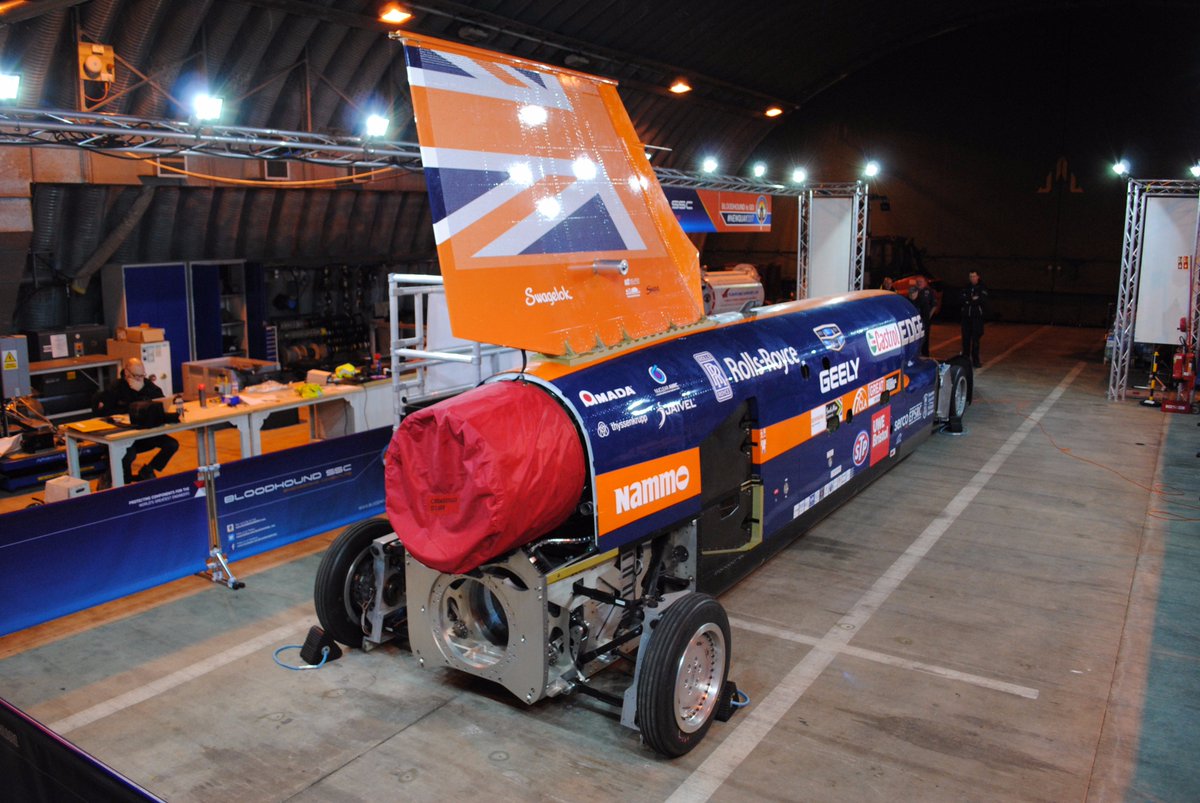Bloodhound_LSR's tweet photo. BLOODHOUND SSC is raring to get on the runway! Just one day to go!! #Newquay2017 https://t.co/bC5FBVS3s1