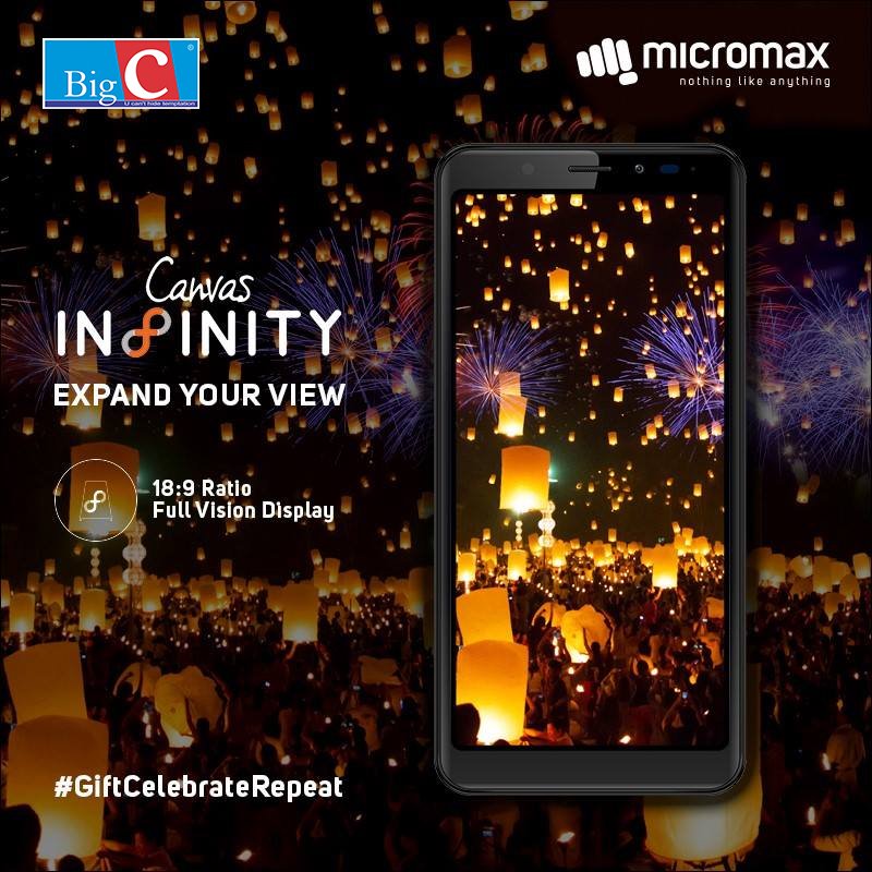 BigCMobilesIND's tweet photo. #Micromax #CanvasInfinity with 18.9 Full vision display,16MP selfie camera & massive (5.7) screen
#ExpandYourView #FullVisionDisplay #BigC https://t.co/OhqLJUyomp