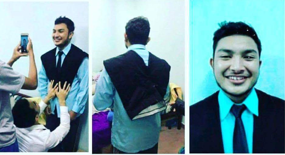 PrinceyEze's tweet image. He needed a photo for his resume and didn't have a jacket. So he had to improvise.😂😂😂 #CreativityGoals