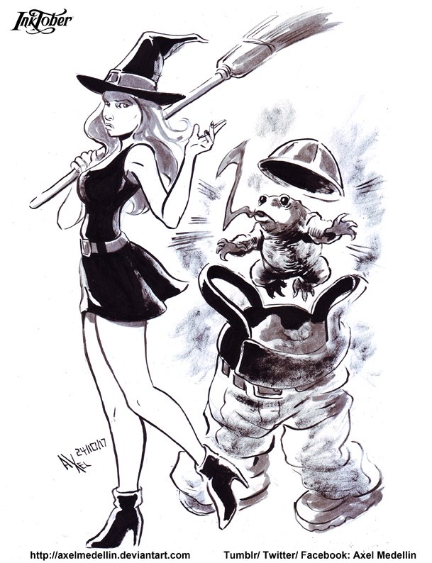 AxelMedellin's tweet photo. #dailysketch 2250 #garabato 2250 #AwHex #inktober2017 #drawlloween2017 24 https://t.co/iQFcxgVFH8 #witch #toad #curse https://t.co/gL0zoebEgd