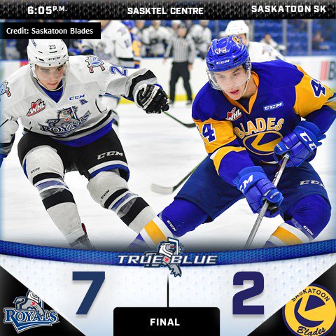 victoriaroyals's tweet image. It's a final from Saskatoon as we beat the Blades 7-2!  We wrap up our road trip tmrw night vs the Raiders.