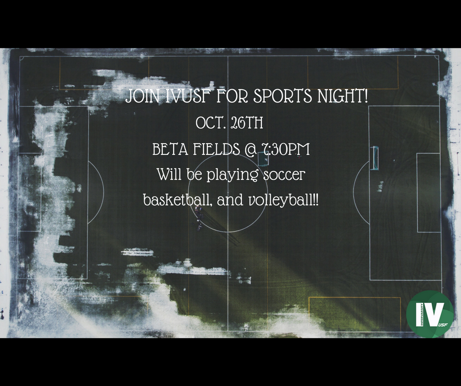 InterVarsityUSF's tweet photo. Join IVUSF for Sports Night this Thursday at 7:30PM! See you there! #sports #fit #community #ivusf #usf https://t.co/deM9sINBFz