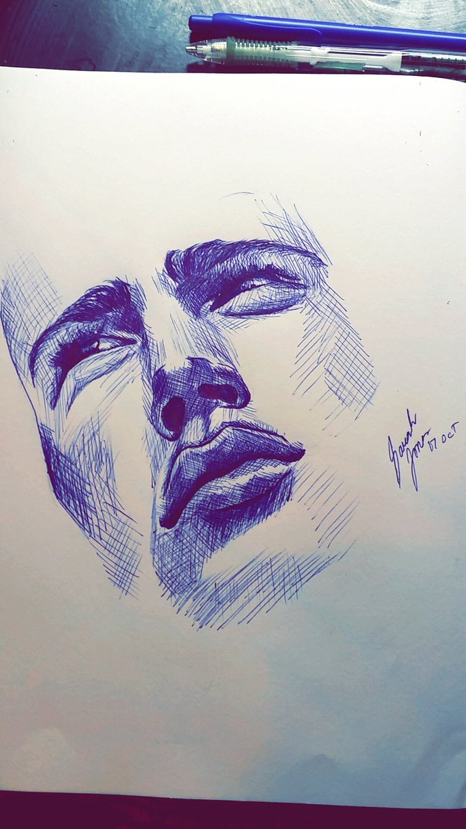 SarahAnneJones8's tweet photo. Small cross hatching portrait I had done earlier today, still in progress : )
#pensketch #sketch #portrait #artsharing #youngartist https://t.co/rttDVEmAH4