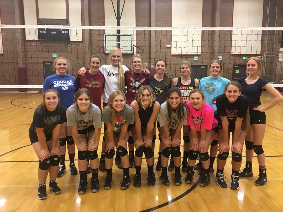 juab_volleyball's tweet photo. Last practice before state! A little pep talk from Shelly Coray. State we are coming for u! #cantstopthemachine #take2017 ๐๐ https://t.co/g2HjgWTrje