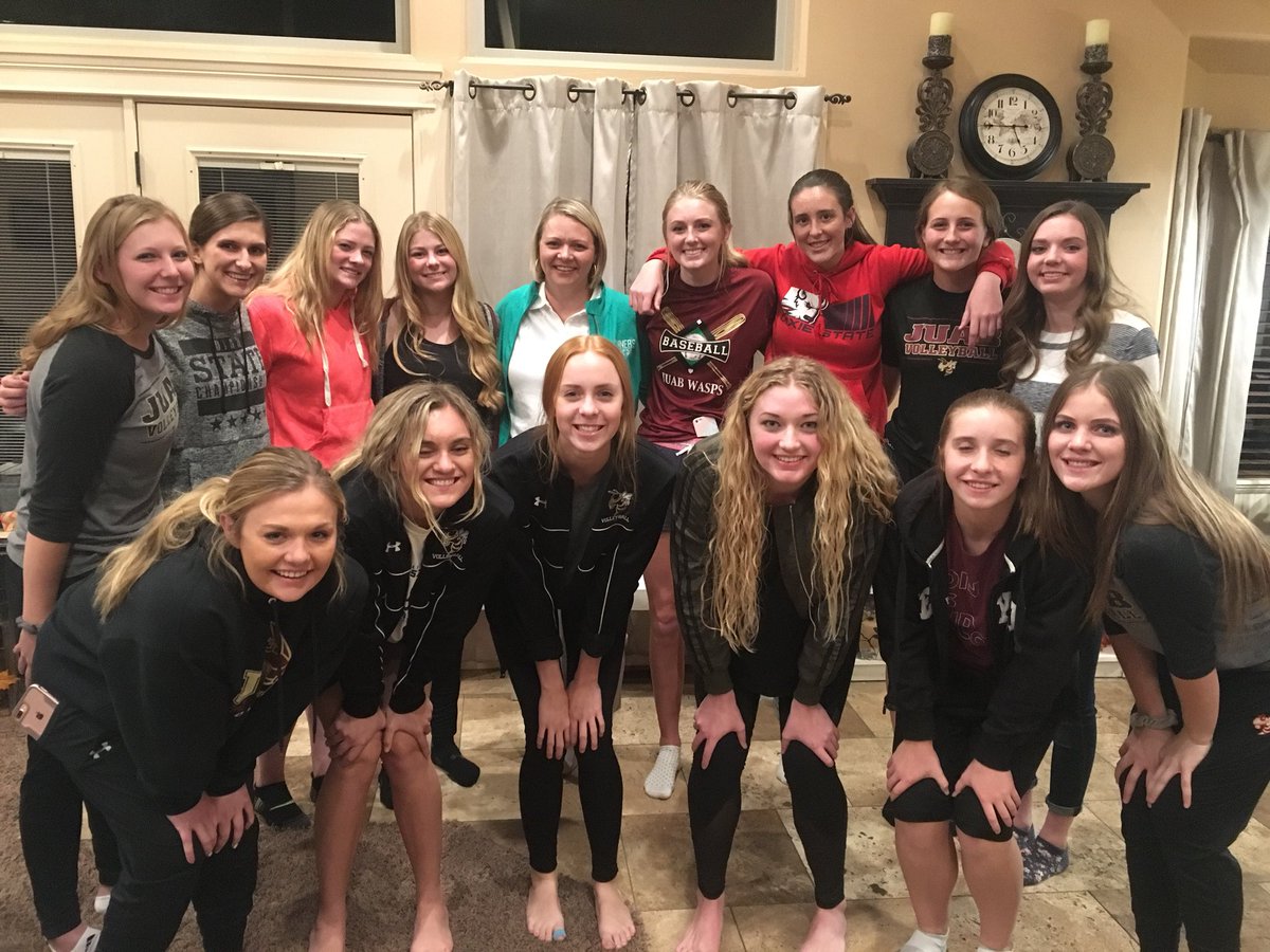 juab_volleyball's tweet photo. Last practice before state! A little pep talk from Shelly Coray. State we are coming for u! #cantstopthemachine #take2017 ๐๐ https://t.co/g2HjgWTrje