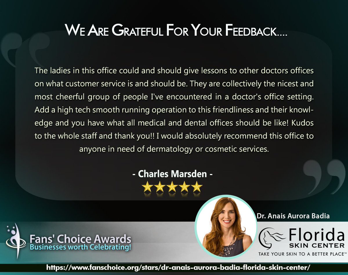 FLSkinCenter's tweet photo. Thank you on behalf of the entire FSC team. https://t.co/mA5axFwghL