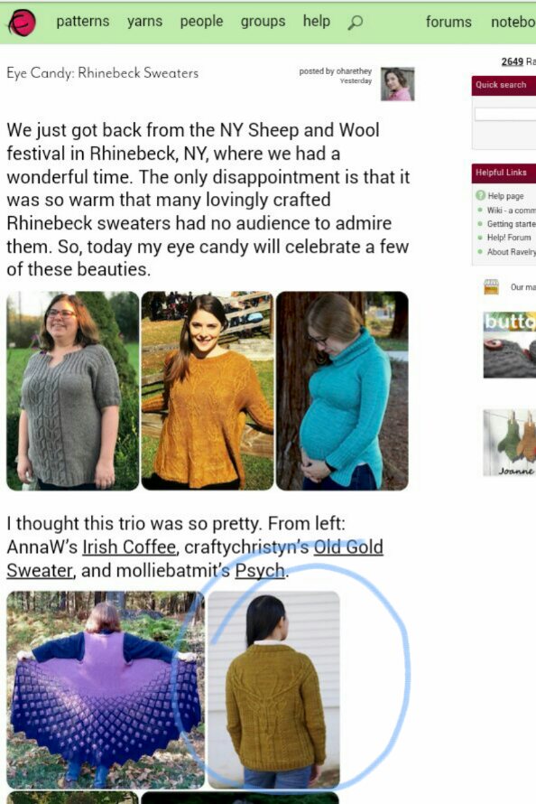 Oh hey that's me and my #RhinebeckSweater on the homepage of <a href="/ravelry/">raa</a>! #rhinebeck2017 #staghead